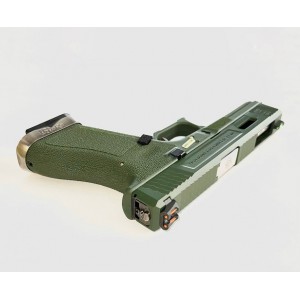 Страйкбольный пистолет WE GLOCK-17 G-Force зеленый, хромированный ствол WE-G001WET-12